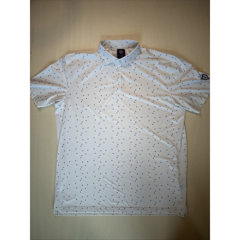 Donald Ross Sportswear Men’s XL White/Blue Floral Golf Polo Short Sleeve Logo